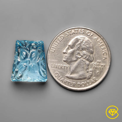 Blue Topaz Mughal Carving Faceted