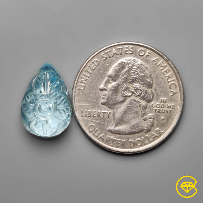 Blue Topaz Mughal Carving Faceted