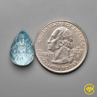 Blue Topaz Mughal Carving Faceted