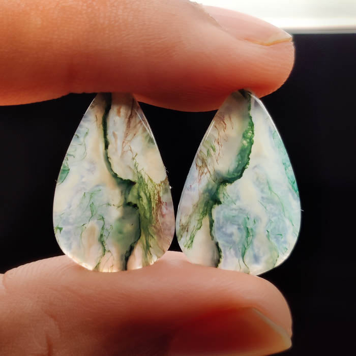 Moss Agate Pair