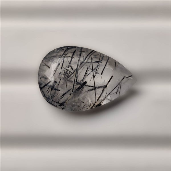 Faceted Black Tourmalinated Quartz