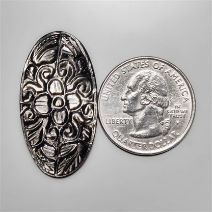 Silversheen Obsidian Mughal Carving