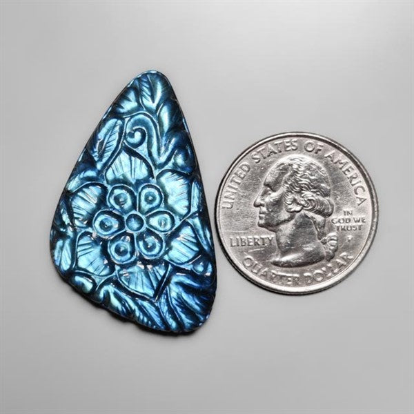 Blue Labradorite Mughal Carving