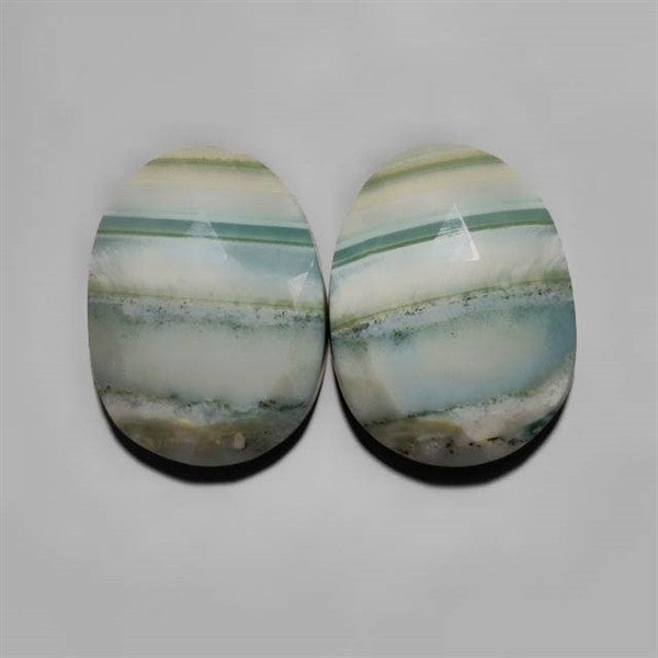 Rose Cut Saturn Chalcedony Pair