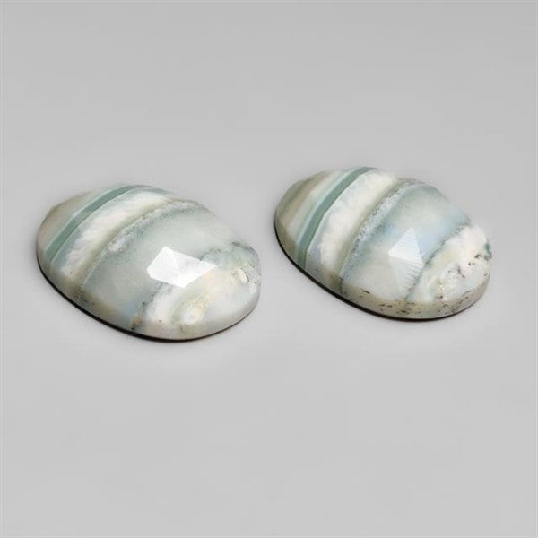 Rose Cut Saturn Chalcedony Pair