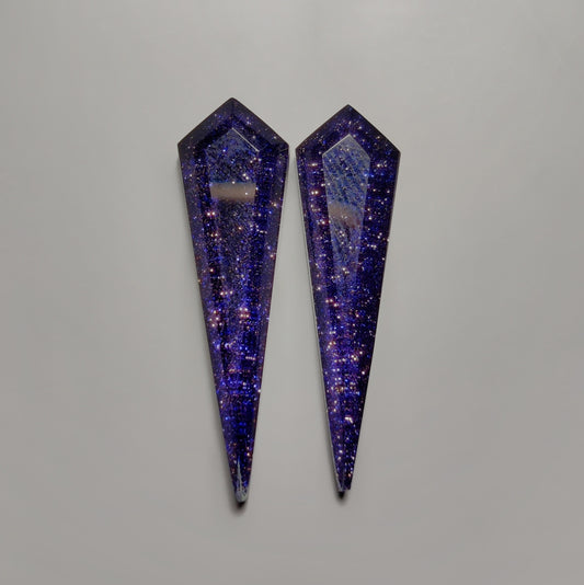 Step Cut Himalayan Crystal & Blue Goldstone Doublets Pair